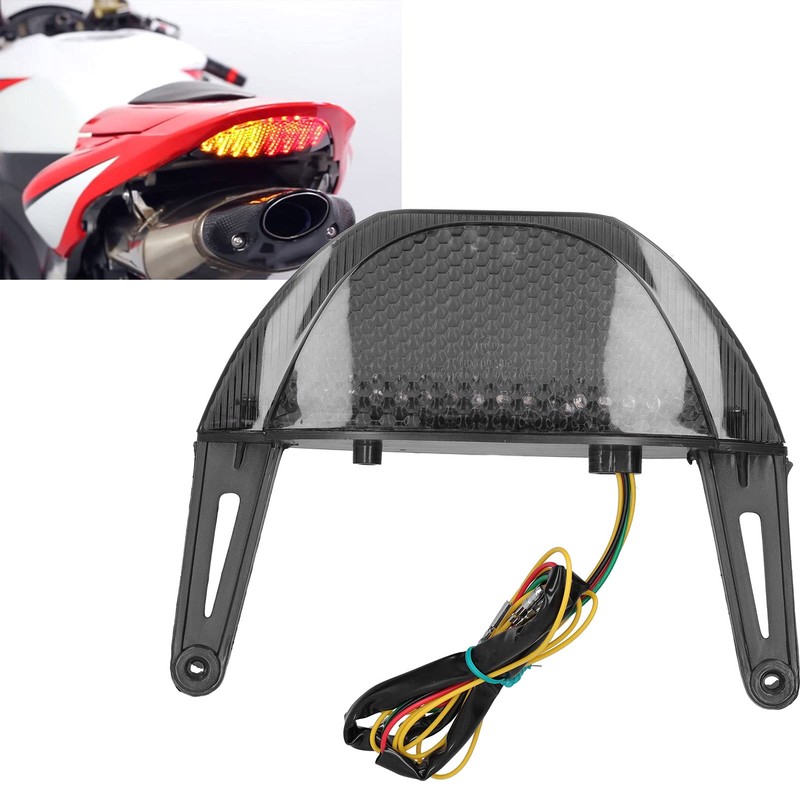 Motorcycle Tail Lamp, LED Taillight Assembly Brake Turn Signal Smoky