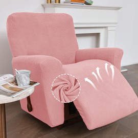 KEKUOU Recliner Chair Covers Lazy Boy Recliner Covers Stretch Couch Cover Slipcovers 1 Piece Furniture Protector with Elastic Bottom for Dog,Kids.(Recliner, Dusty Pink)