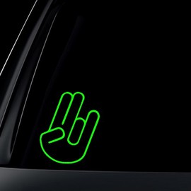 Shocker Hand Sign Car Decal / Sticker - Lime Green