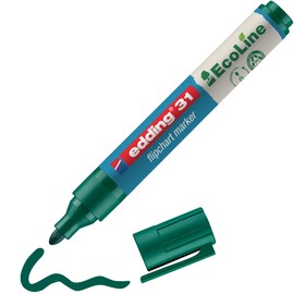 edding 31 Ecoline flipchart marker - green - 1 pen - round nib 1,5-3 mm - marker for writing, drawing and marking on flipchart paper - does not bleed through - does not dry out - refillable