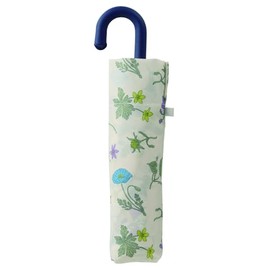 Miyajima Folding Umbrella, 21.7 inches (55 cm), Windproof Ribs, Botanical Flower, Beige x Sky [14870]