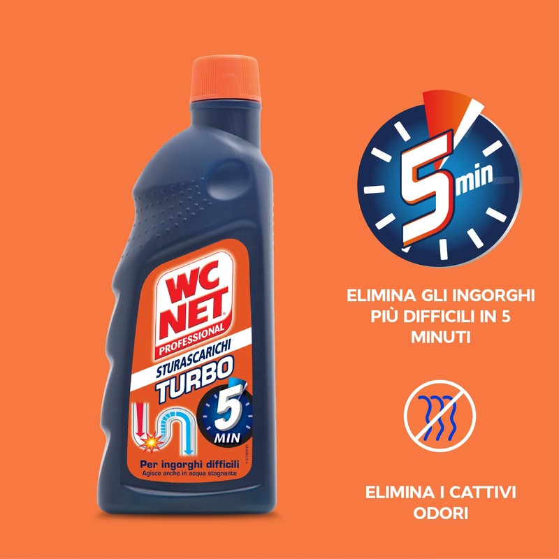 Wc Net - Professional Turbo, Disgorgante Gel per Scarichi Professionale,