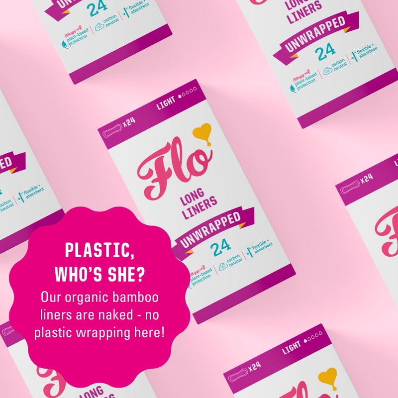 Flo Organic Bamboo Leakproof, Highly Absorbent Long Panty Liners -