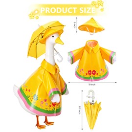 Porch Goose Outfit 3 PCS Raincoat Clothes with Umbrella Hat, Goose Outfit for 23 Inch Porch Goose Statue, Spring Summer Goose Clothes for Outdoor Garden Patio Yard Lawn Decoration