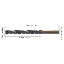 sourcing map Straight Shank Twist Drill Bits 12.5mm High Speed Steel 4341 with 12.5mm Shank for Stainless Steel Alloy Metal Plastic Wood