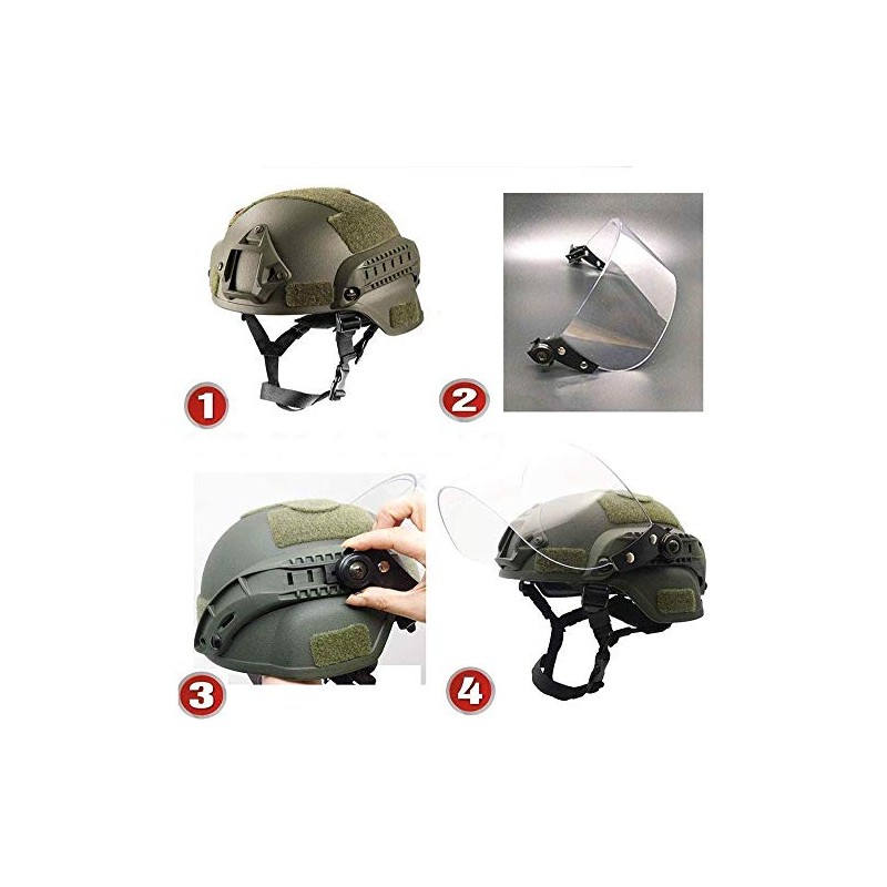 Tactical MICH 2000 Fast Helmet with Clear Riot Visor Face