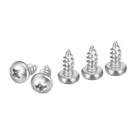 DTGN #4x1/4 Phillips Pan Head Self-Tapping Screw - 200Pack - Bright Finish 304 Stainless Steel Sheet Metal Screws Wood Screws