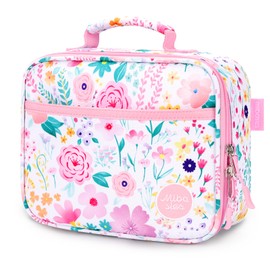 mibasies Kids Lunch Bag for Girls,Toddler Lunch Box Insulated and Reusable Lunch Bag,Flower Pink