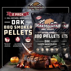 Bear Mountain 2-Pack All Natural Wood Pellets for Smoker, Grill & BBQ, 20 Lbs, Oak