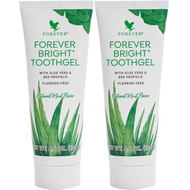2 Gel de dientes Forever Living Bright con aloe vera SIN flúor 4,6 oz ¡Exp 10/2028!