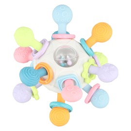 Juguete Sonaja Mordedera Sensorial para Beb? de 3 a 12 Meses, Anillo de Dentici?n de Silicona sin Bpa, Alivia el Dolor de Enc?as, Estimula la Visi?n y el O?do con Colores Brillantes y Sonidos Suaves