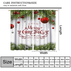 Christmas Curtain, Merry Xmas Holiday Backdrop Snowflakes Pine Trees Window Decorative for Bedroom Living Room Home 42" W X 45" L