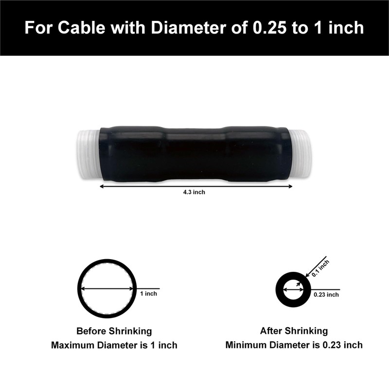 FMUSER 4PCS 1 Inch Cold Shrink Tubing, Coaxial Cable and