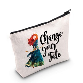 LEVLO Merida Brave - Bolsa de maquillaje para cosméticos Merida, regalo para fans de Chase Your Fate Merida, bolsa con cierre para mujeres y niñas, Persigue tu destino