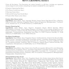Mario Badescu-men Grooming Basics Kit de 5 piezas, set de regalo para el cuidado de la piel para hombres con acondicionador previo al afeitado, crema de afeitar, exfoliante facial de almendras y miel, loción para después del afeitado y gel limpiador enzim