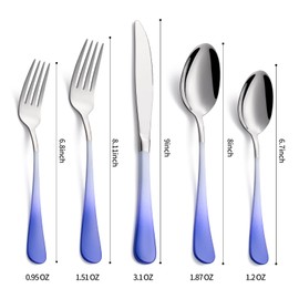 DINYWOW 20-Pieces Color Silverware Sets for 4,Blue and white Handle Stainless Steel Cutlery Set, Include Forks Spoons and Knives Set, Dishwasher Safe Utensil Sets for Home Restaurant