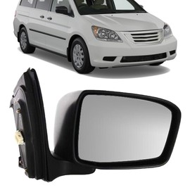 UPPARTS Side Mirror Replacement For 2005 2006 2007 2008 2009 2010 Honda Odyssey - Passenger Side Mirror Includes Clear Glass, Housing, Cover - Textured, Black Color, Heated, Paintable, Manual Foldable