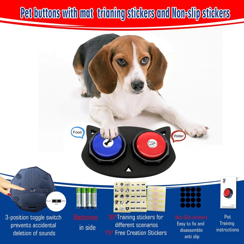 ANLIKY Dog Communication Sound Buttons with Mat, 30 Scene Training