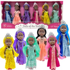 Little Dolls Set with Mini Princess Dolls for Girls – Princess Toy Dolls for Dollhouse –Small Doll Mini Princess Figures with Tiaras, Hair Accessories