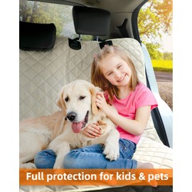 PETICON Waterproof Scratchproof Pet Bench Seat Covers for Cars, Trucks, SUVs, Nonslip Durable Back Seat Cover for Dogs, Washable Backseat Protection, Beige