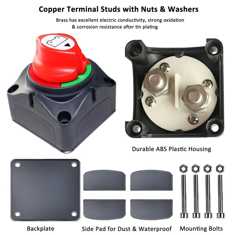 Battery Disconnect Switch, Gioyonil 12-48V Master Power Cut Shut Off
