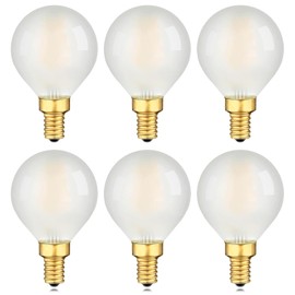 Dimmable G16.5 E12 LED Bulb Frosted G16 1/2 LED Light Bulb 25W Equivalent Candelabra Edison Bulbs Soft White 3000K 200LM 2W G50 LED Globe Bulb Chandelier Vanity Ceiling Fan Light Bulbs, 6 Pack