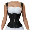 Faja Colombiana Doble Cierre Reloj De Arena Cinturilla Látex Color Negro Talla M