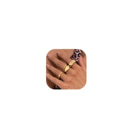 Stackable Gold Rings for Women Chunky Statement Jewelry Set Adjustable Knuckle Ring Non-Tarnish Fashion Accessories