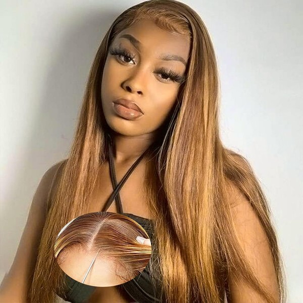 Wear and Go Glueless Wigs Pre Cut Lace Glueless Human Hair Wigs Pre Plucked Natural Hairline Glueless Straight Wigs Upgraded for Black Women 5x5HD Lace Beginner Friendly 180% Density 18 Inch 4/27