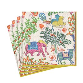 Caspari Le Jardin De Mysore Paper Luncheon Napkins - Four Packs of 20