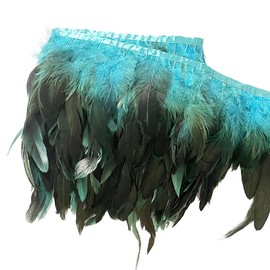 Turquoise 5yard 5-7inch Rooster Feather Fringe Trim for Dress Sewing Crafts Costumes Accessories Party Supplies Festival Decoration