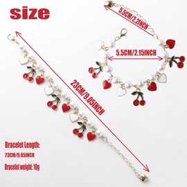 DS charm bracelets for teens girls,exquisite cute cartoon Imitation Pearl friendship bracelets with birthday Gift box Adjustable Love Jewelry suitable for woman and girls（Red Cherries）