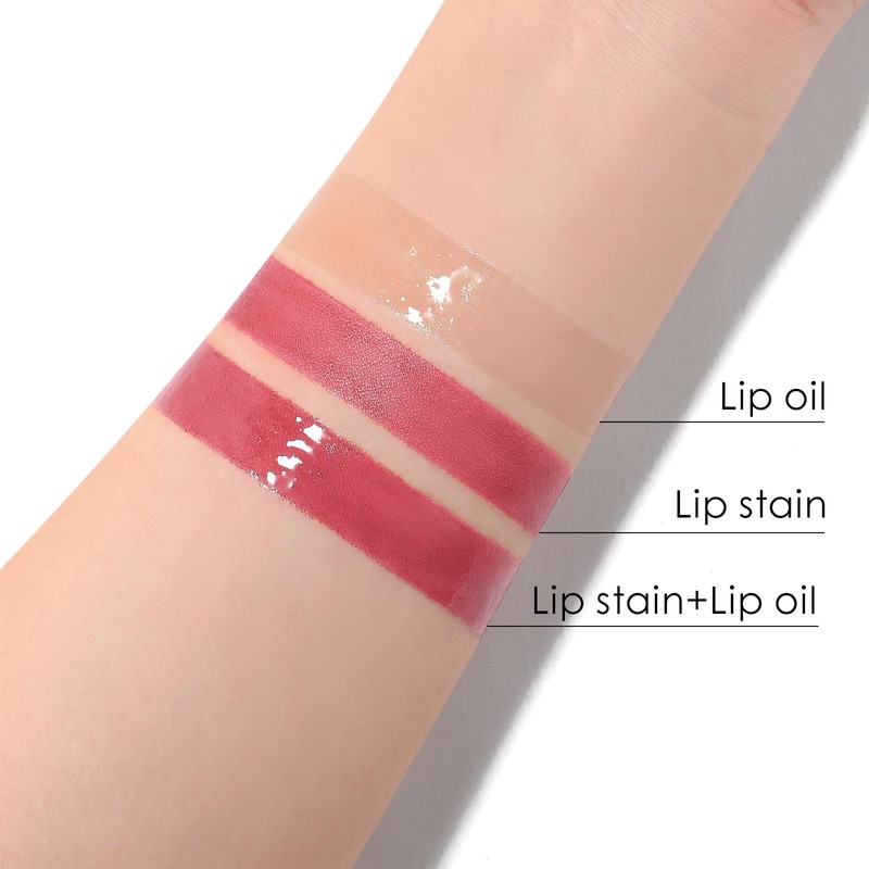 FOCALLURE 2-in-1 Lip Stain & Gloss Oil, Long-Lasting Transfer Proof