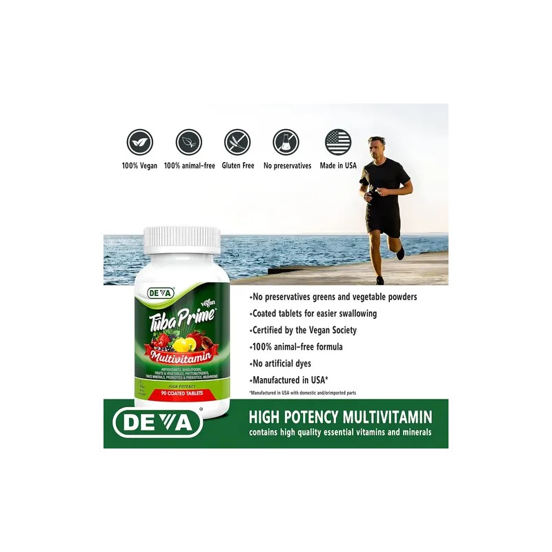 Deva Multivitamínico Vegano Sin Sabor 90 Tabs Sin Gluten Adultos