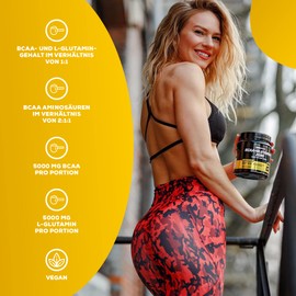 BioTechUSA BCAA + Glutamine Zero Flavoured Beverage Powder with BCAA and L Glutamine Content, with Sweeteners, 480 g, Orange