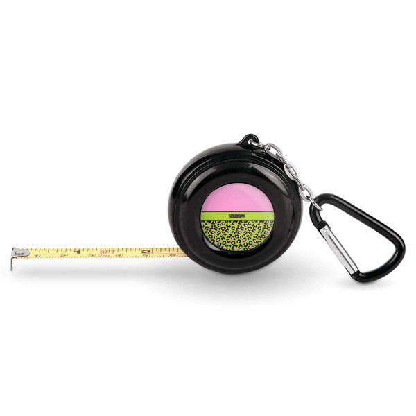 Personalized Pink & Lime Green Leopard Pocket Tape Measure -