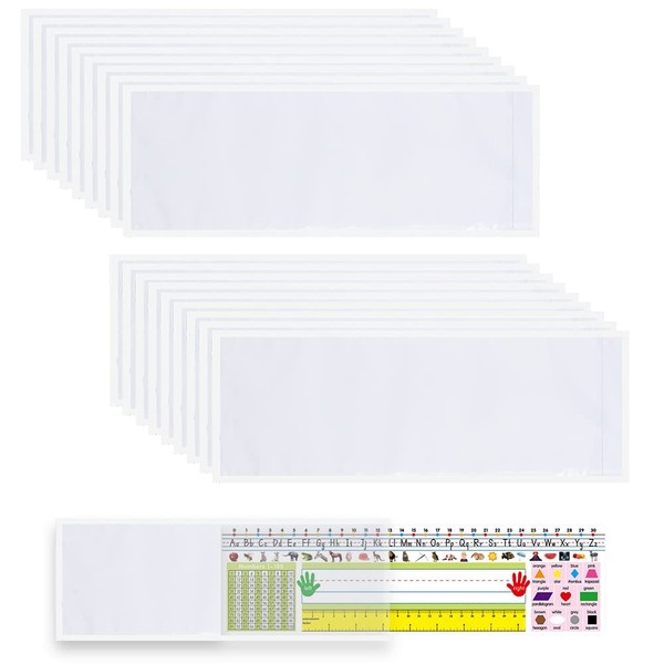 40 PCS Nameplate Pocket Adhesive Desk Nameplates Name Tag Pocket
