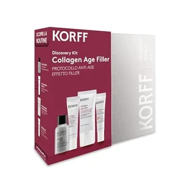 Korff Discovery Kit Collagen Age Filler, Siero Viso 10ml e Crema 20ml, Anti-età Levigante e Rimpolpante con Collagene Marino, Acido Ialuronico, Niacinamide