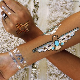 Original FLASH TATTOOS - Die beliebten Gold Tattoos der Stars aus USA - Temporäre Tattoos (Dessert Dweller)