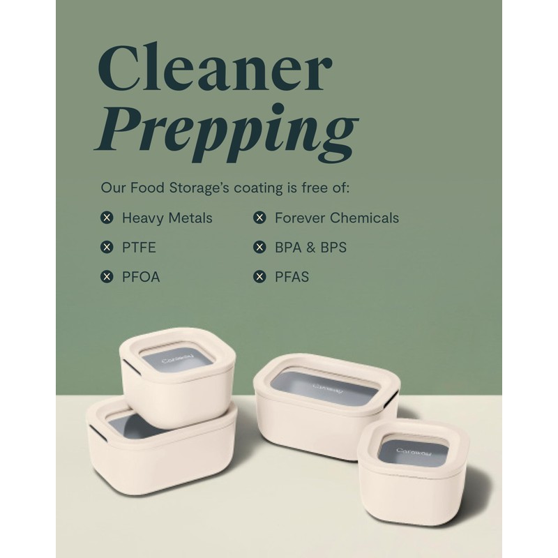 Caraway Mini Food Storage 9pc Set - Glass Storage Containers