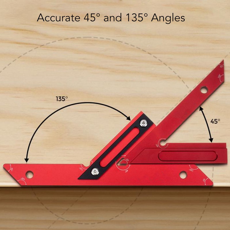 45 Degrees 135 Degrees Woodworking Measuring Ruler Aluminum Alloy Carpenter