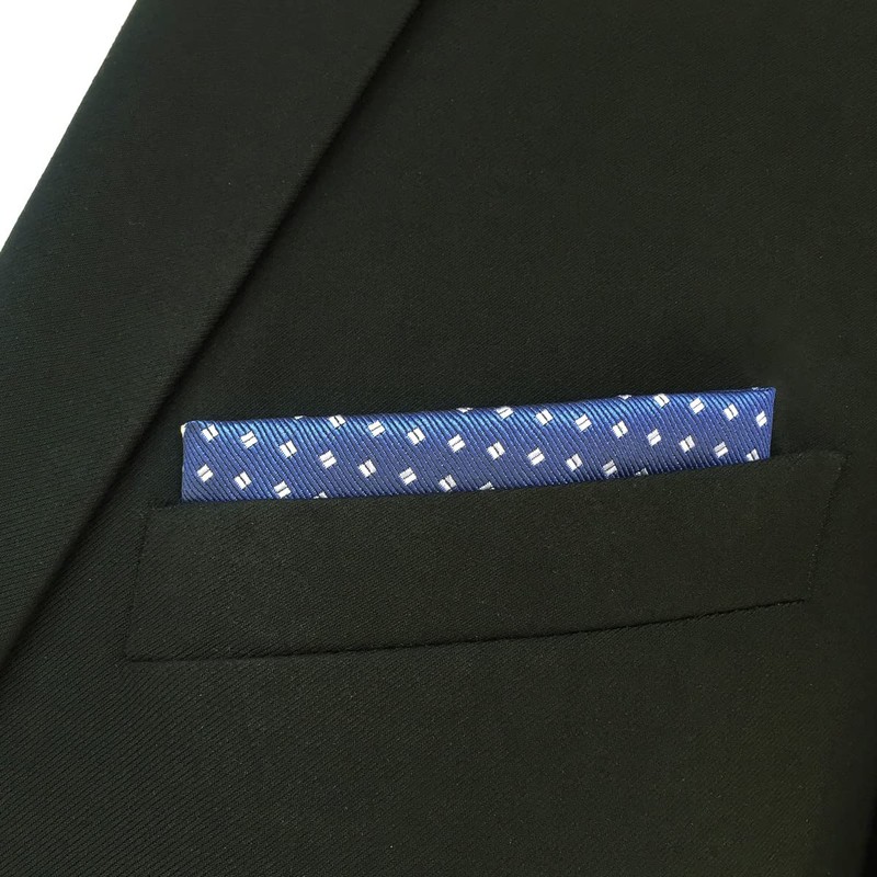 S&W SHLAX&WING Men's Handkerchiefs White Dots Blue for Suit Large