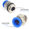 Straight male connector, quick connector, push in
