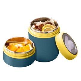 24 OZ Insulated Food Jar, Leak-Proof Soup with Removable Spoon & Double Cover, 304 Stainless Steel Food Container for School Office Travel, food container,Navy Blue