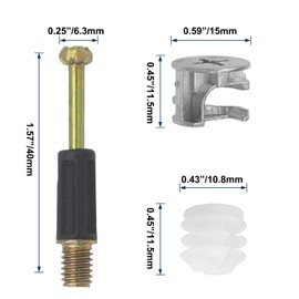LOUZAGO 24 Set Cam Lock Screws, 40mm Cam Screws Cam Bolt Cam Lock Fasteners, 3 in 1 Cam Fitting Cam Connector Bolt Cam Dowel Cabinet Pre-Inserted Nut for Furniture Connecting (40mm)