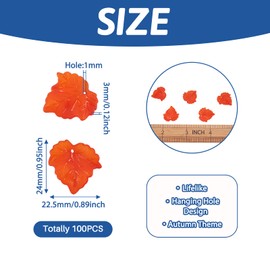 Crafans Frosted Acrylic Leaf Charms, Transparent Matte Mapple Leaves Beads Charms, Acrylic, No Gemstone