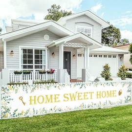 kreat4joy House Warming Party Decoration, Home Sweet Home Decoration Yard Banner Sign 118.11x19.69inches Rustic Greenery Floral Yard Banner for Housewarming Party Decoration