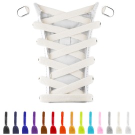 UamGlsob 8 mm Wide Elastic Shoelaces Without Tying Universal Flat Elastic Shoe Laces with 8 Metal Locks, Quick Lacing System, No Tie Laces Closure, 140 cm Long Cord, Beige-140 cm