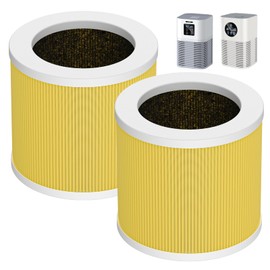 2 Pack A1 Pet Replacement Filter Compatible with VEWIOR Air Purifier HQSC-50, HQKJ-80, AMEIFU AP01W, 3-in-1 H13 True HEPA Air Cleaner Filter, Yellow