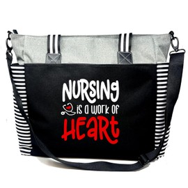 Nurse Tote Bag for Work - Christmas Gifts for Women Large Nursing Bag with Zipper, Pockets & Reliable Straps - Spacious Bags